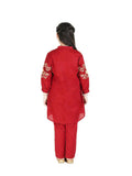 Velvour Girls Cotton Embroidered Stitched 2-Piece Suit-VG77-D