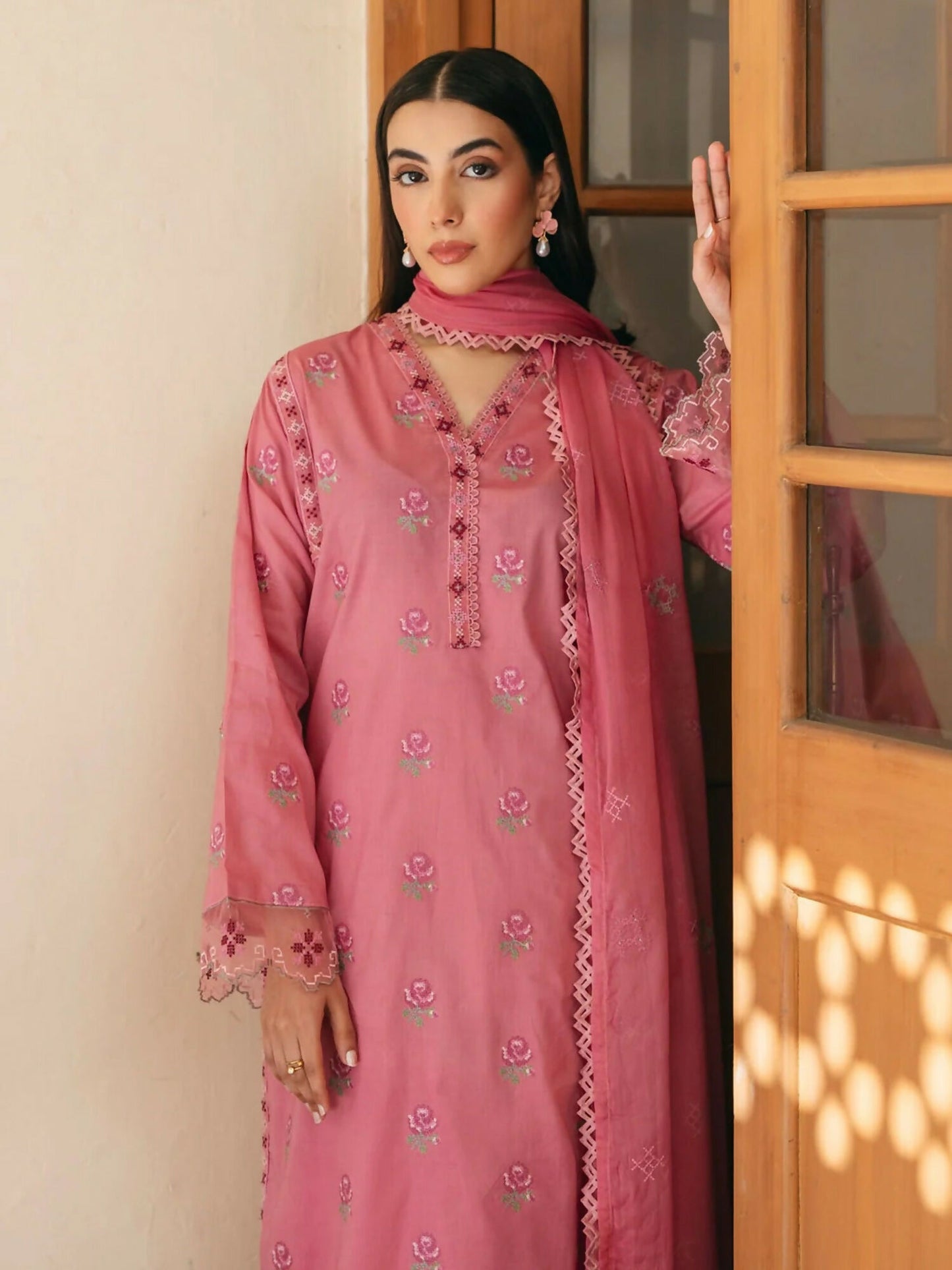 Mannat Clothing Spring-Edit'25 Lawn Embroidered Stitched Suit-Dune