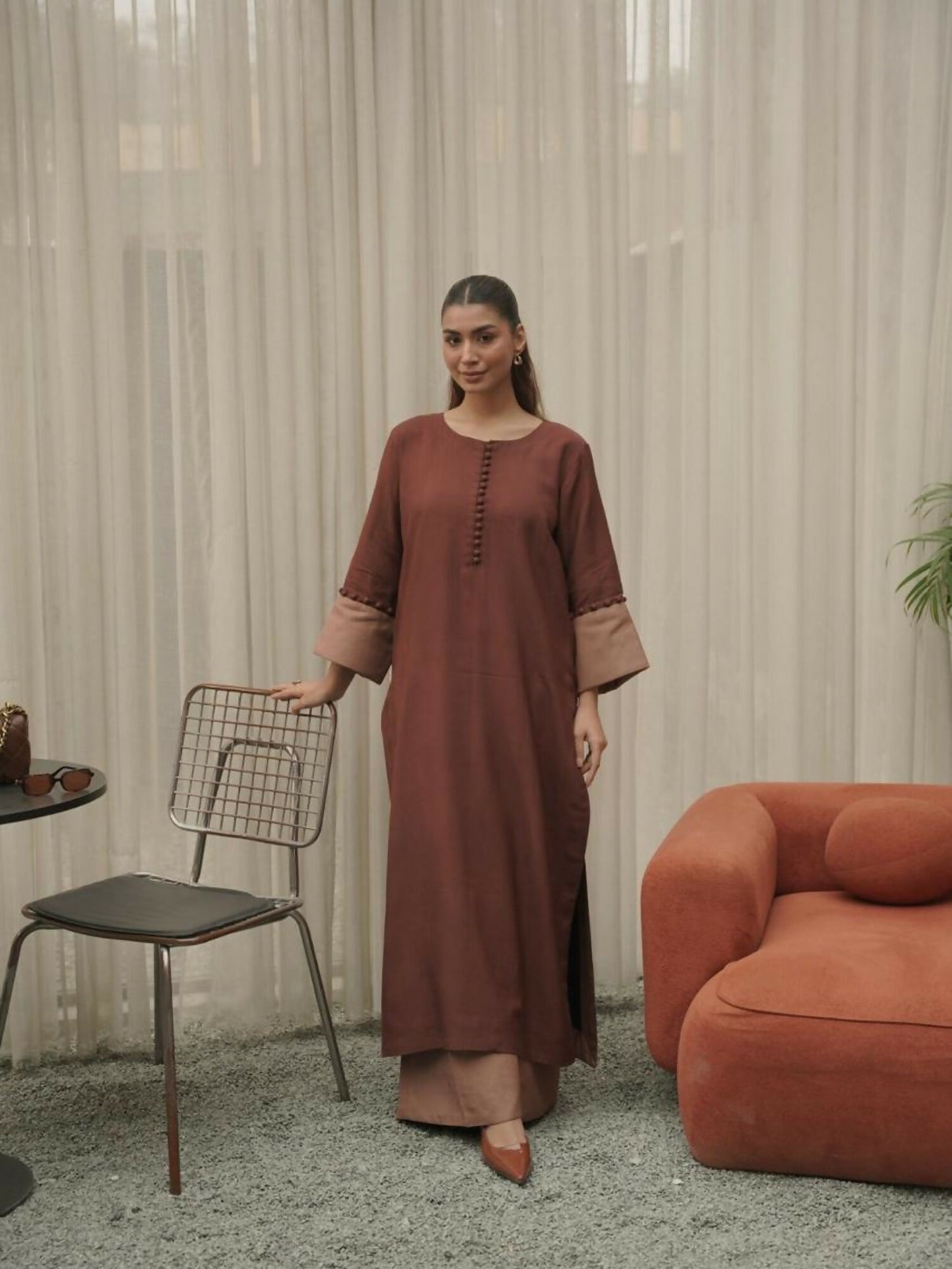 Mannat Clothing Suave Edit Raw Silk Co-Ord Set-Espresso