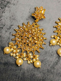 H&A Jewellery Indian Polki Gold with Stone Earring and Maang Tikka Set