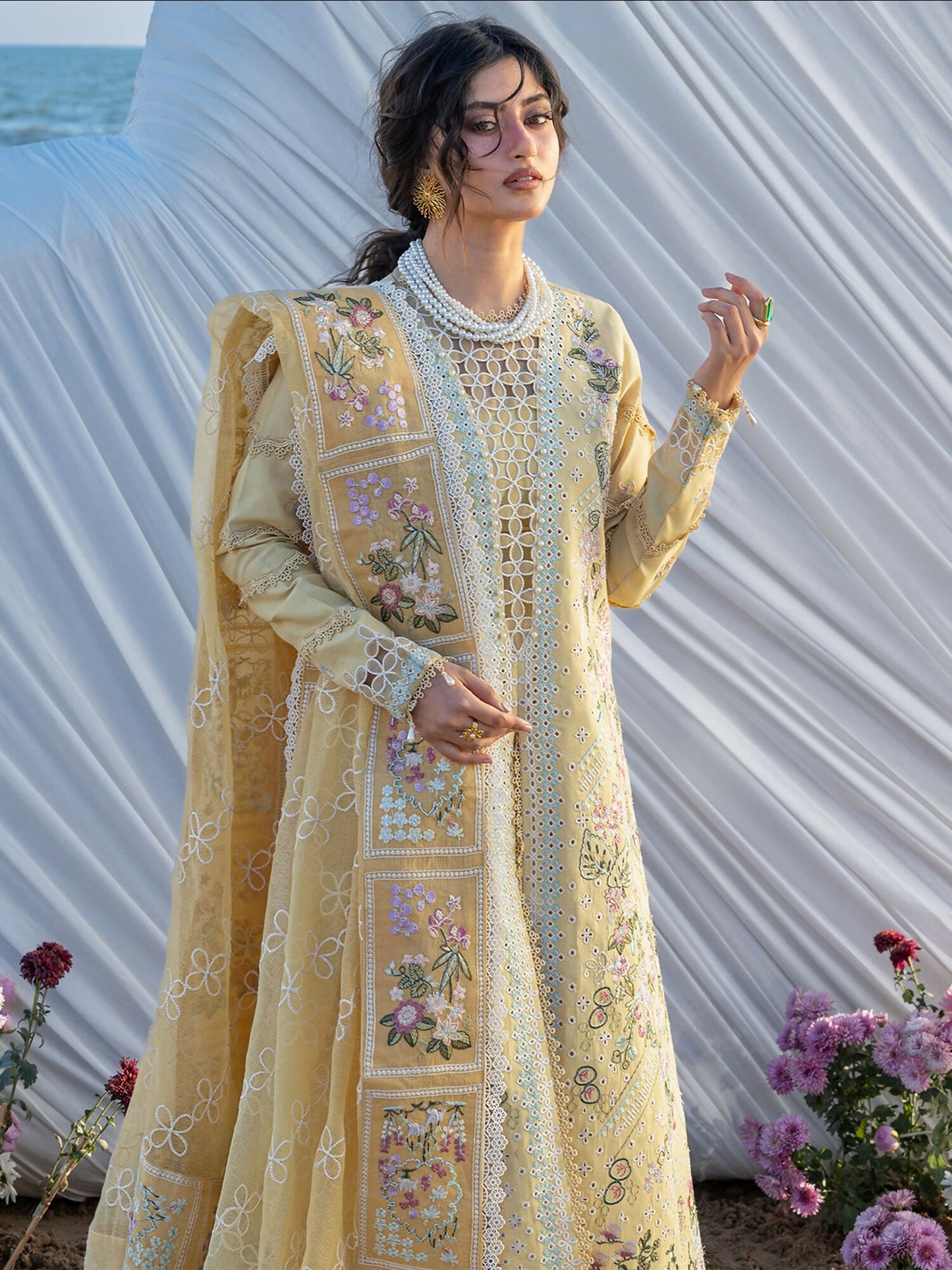 Mahnur Sirene Luxury Lawn'26 Embroidered Stitched 3-Piece Suit-S-02