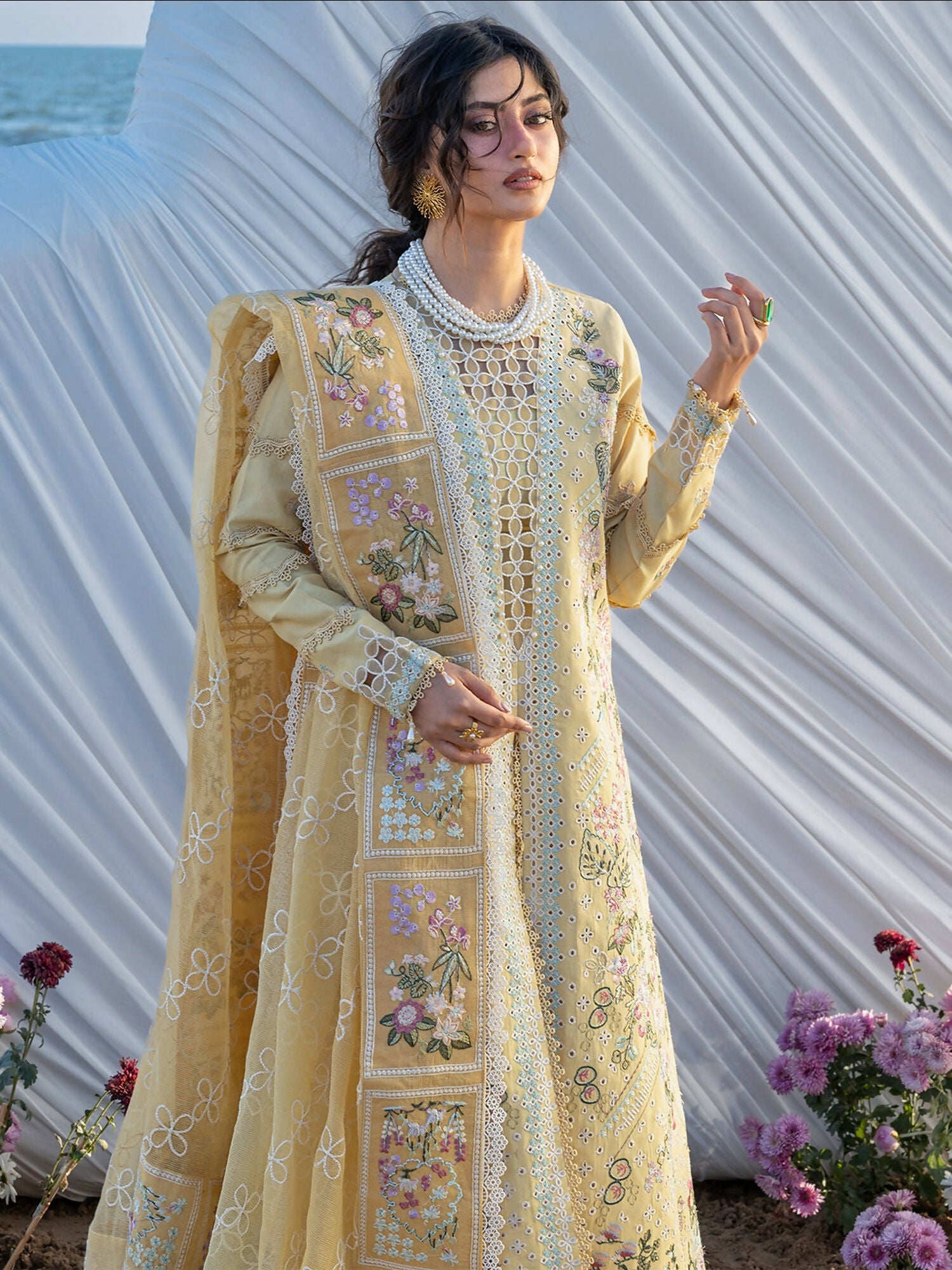 Mahnur Sirene Luxury Lawn'26 Embroidered Stitched 3-Piece Suit-S-02