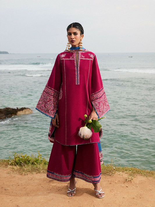 Plum Jugnu Lahore Luxury Cotton Embroidered Unstitched 3-Piece Suit-Beas