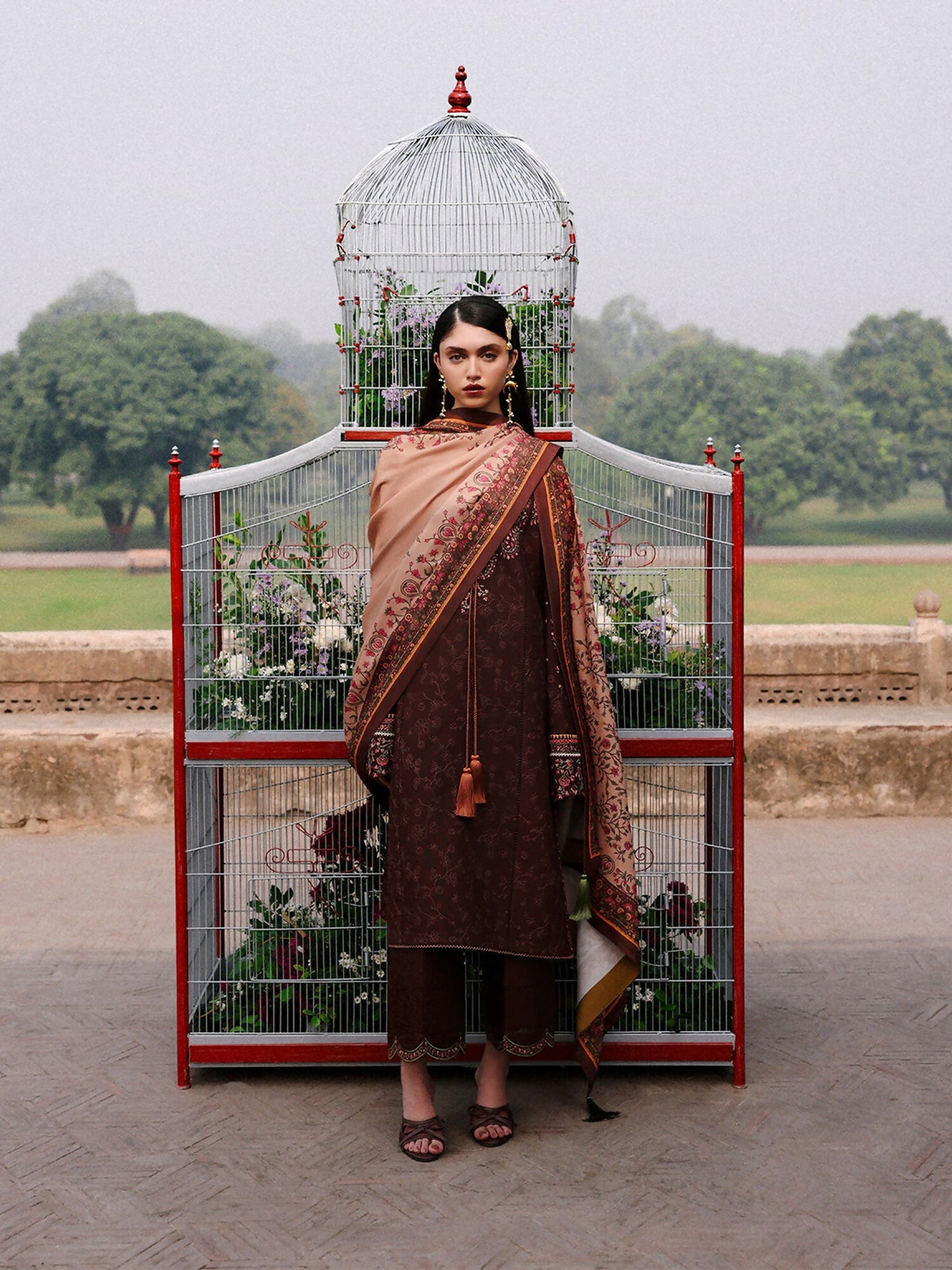 Jugnu By Hussain Rehar Khaddar'25 Embroidered Unstitched 3-Piece Suit-Sena