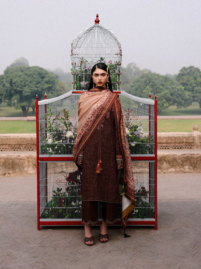 Jugnu By Hussain Rehar Khaddar'25 Embroidered Unstitched 3-Piece Suit-Sena