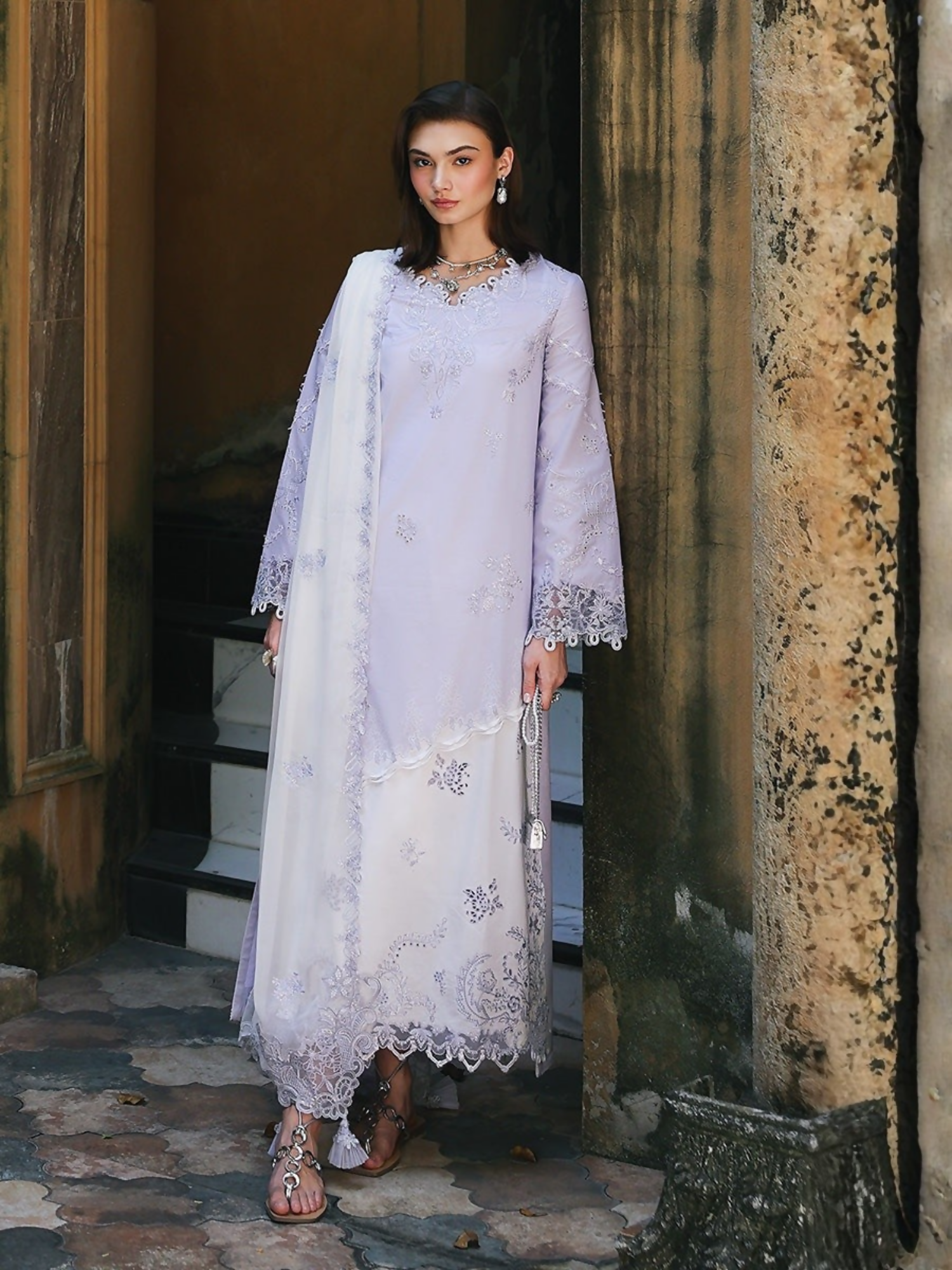 Lilac Qalamkar Qline Lawn Drop-1 Embroidered Unstitched 3-Piece Suit-RP-14-Aleen