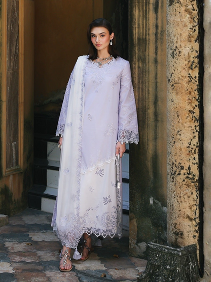 Lilac Qalamkar Qline Lawn Drop-1 Embroidered Unstitched 3-Piece Suit-RP-14-Aleen