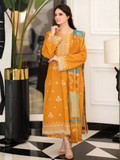 Tawakal Closet Dhanak Embroidered Stitched 3-Piece Suit-Golden Grace