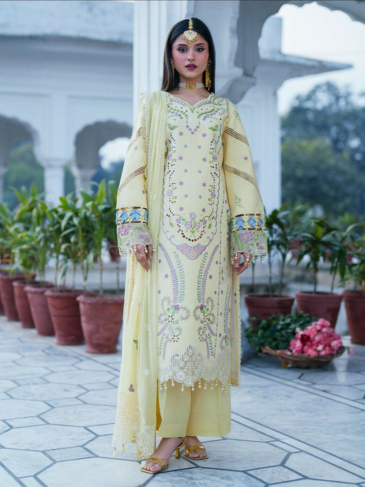 Mahnur Gul Luxury Lawn'26 Embroidered Stitched 3-Piece Suit-G-014