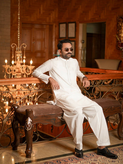 Fabrich Virsa Cotton Embroidered Unstitched Shalwar Kameez-Snow