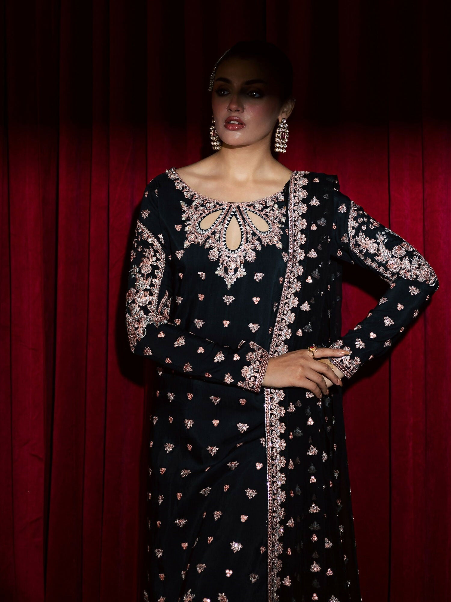 Allure By IH Luxury Pret Raw Silk Embellished Stitched 3-Piece Suit-Mohini