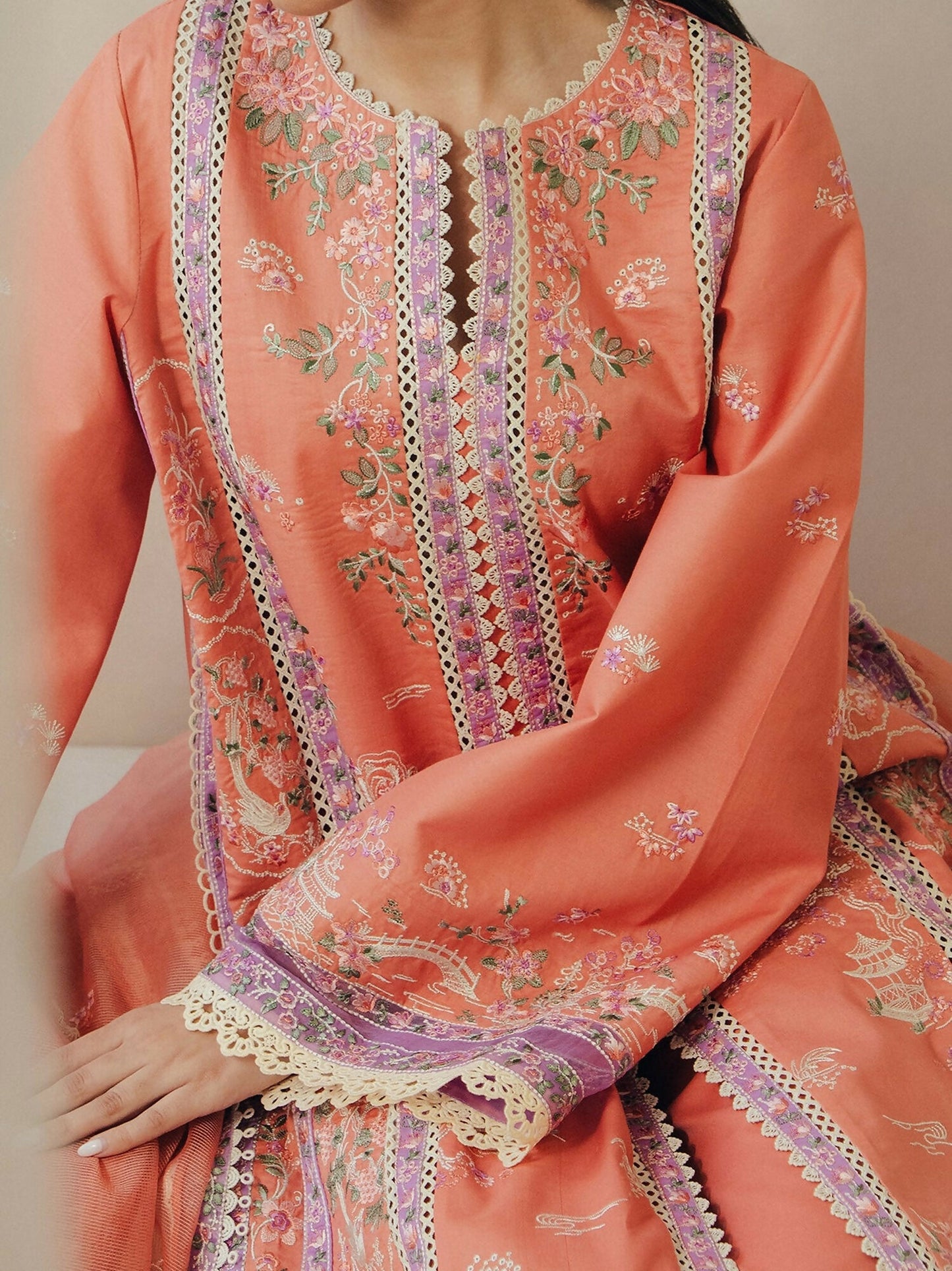 Afrozeh Day Break'26 Lawn Embroidered Unstitched 3-Piece Suit-Skyhush