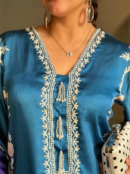 MH Cloth House Silk Printed Stitched 2-Piece Suit-Ruhara