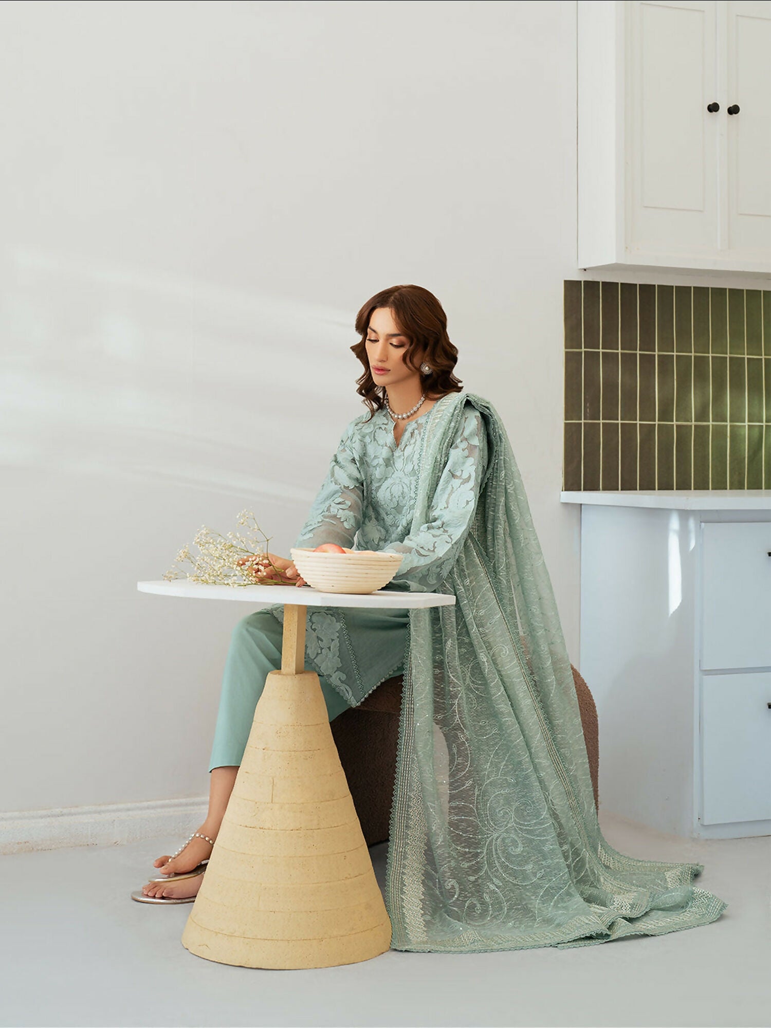 Mahnur Sera Pret'26 Net Embroidered Stitched 3-Piece Suit-SP-03