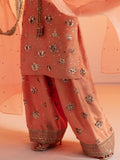 Hussain Rehar Candy Soap Raw Silk Embellished Stitched 3-Piece Suit-Pesca