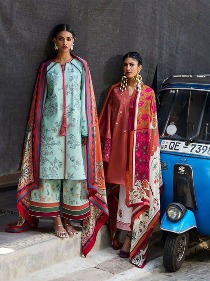 Jugnu by Hussain Rehar SS'25 Cotton Embroidered Unstitched 3-Piece Suit-Neelum