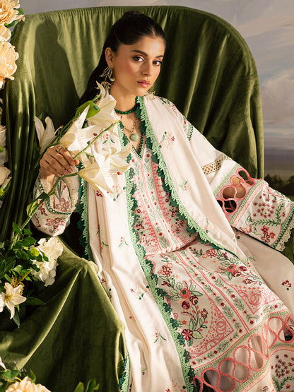 Mahnur Kaia Slub Linen Embroidered Stitched 3-Piece Suit-K- 11