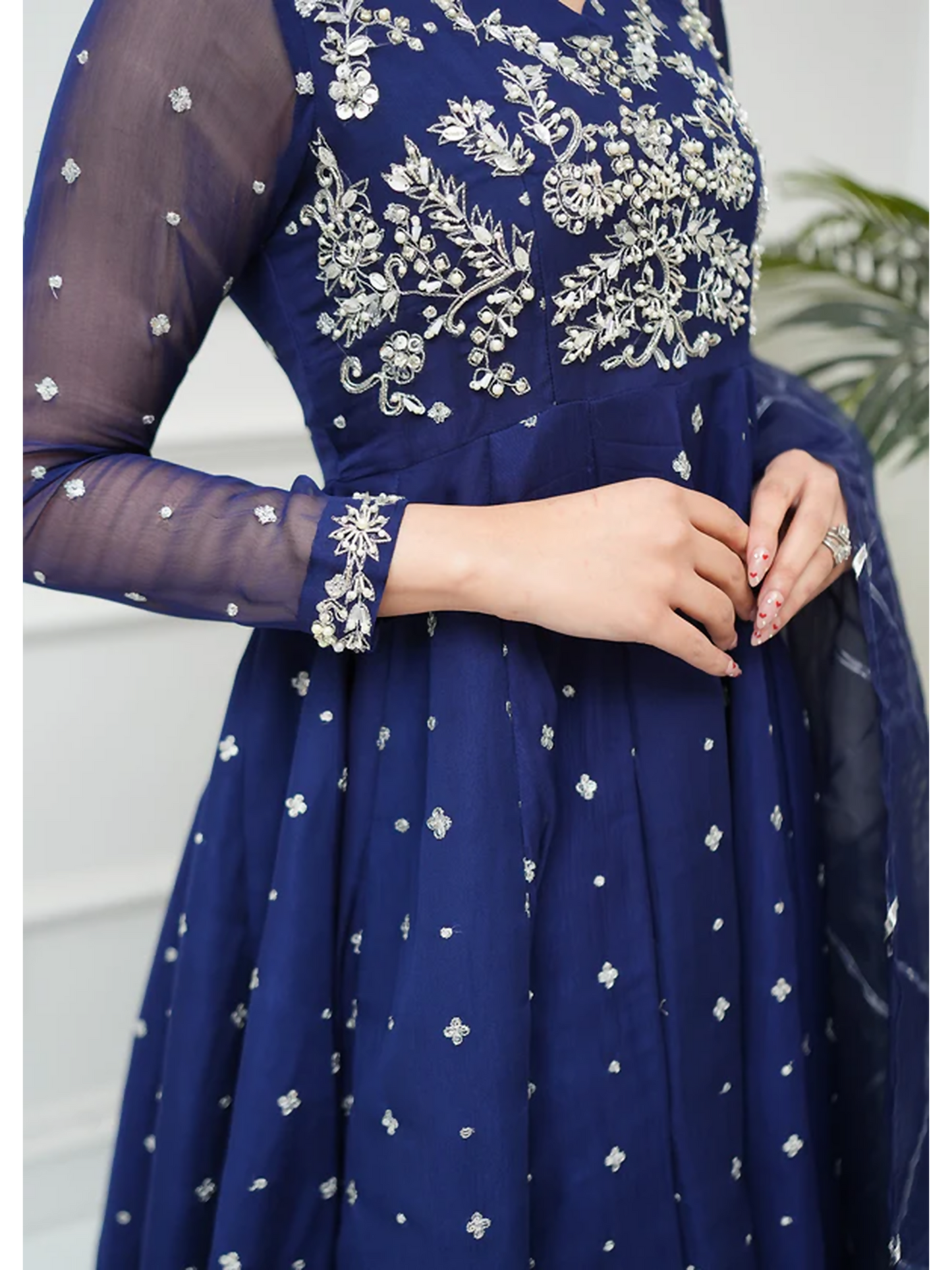 Allure By IH Lehr Chiffon Embroidered Lehenga-Sundae