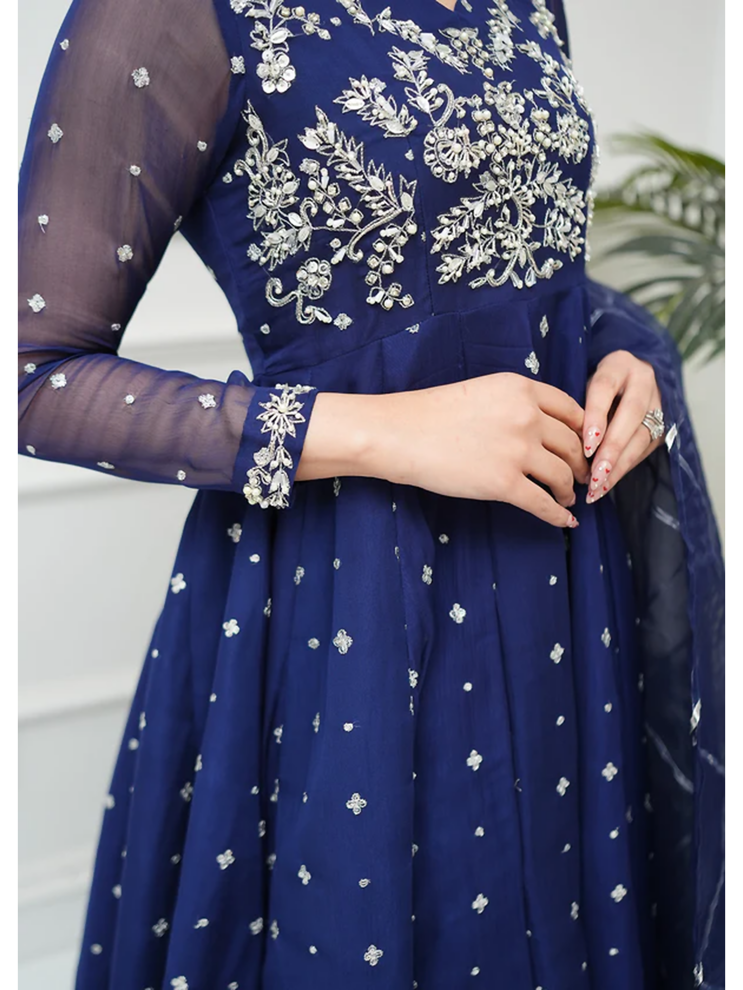 Allure By IH Lehr Chiffon Embroidered Lehenga-Sundae