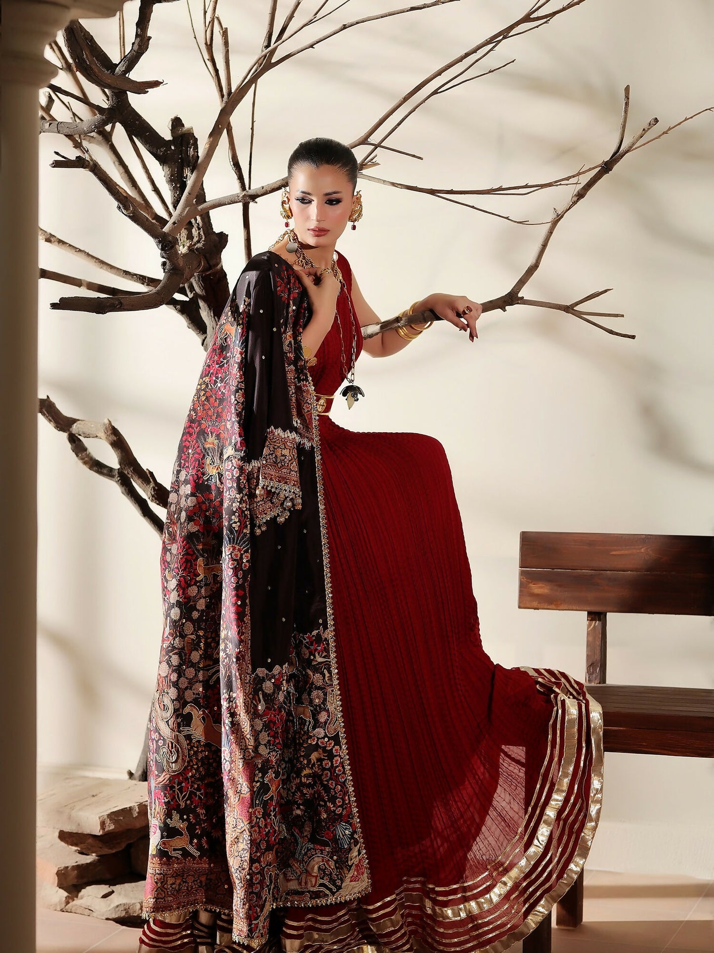 Shiza Hassan The Royal Affair Tusser Silk Embellished Pishwas-Eternal Empress