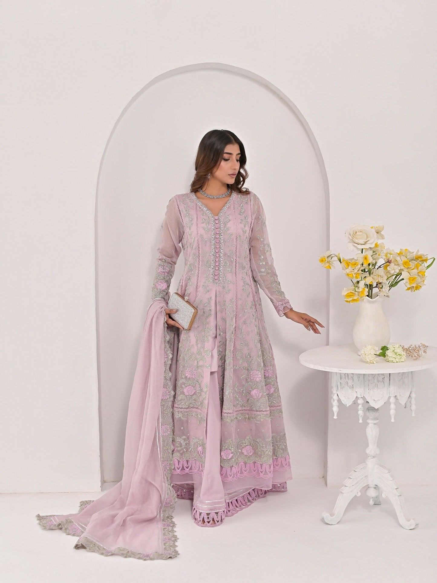 Farooq Hameed Studio Pariza Lux Festive'25 Khaadi Net Embroidered Stitched 3-Piece Suit-Sibel