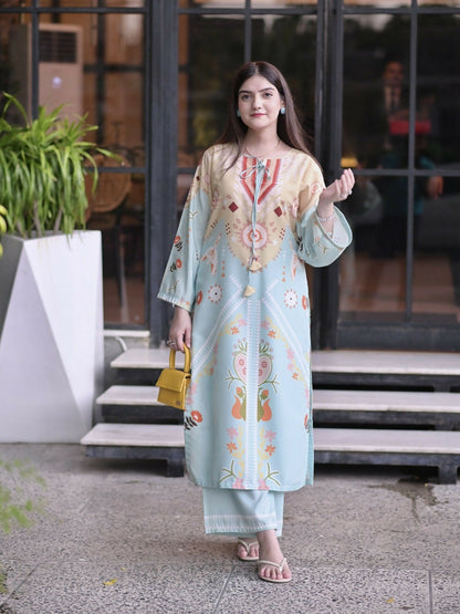 MH Cloth House Poly Lawn Printed Co-Ord Set-Dilnashin