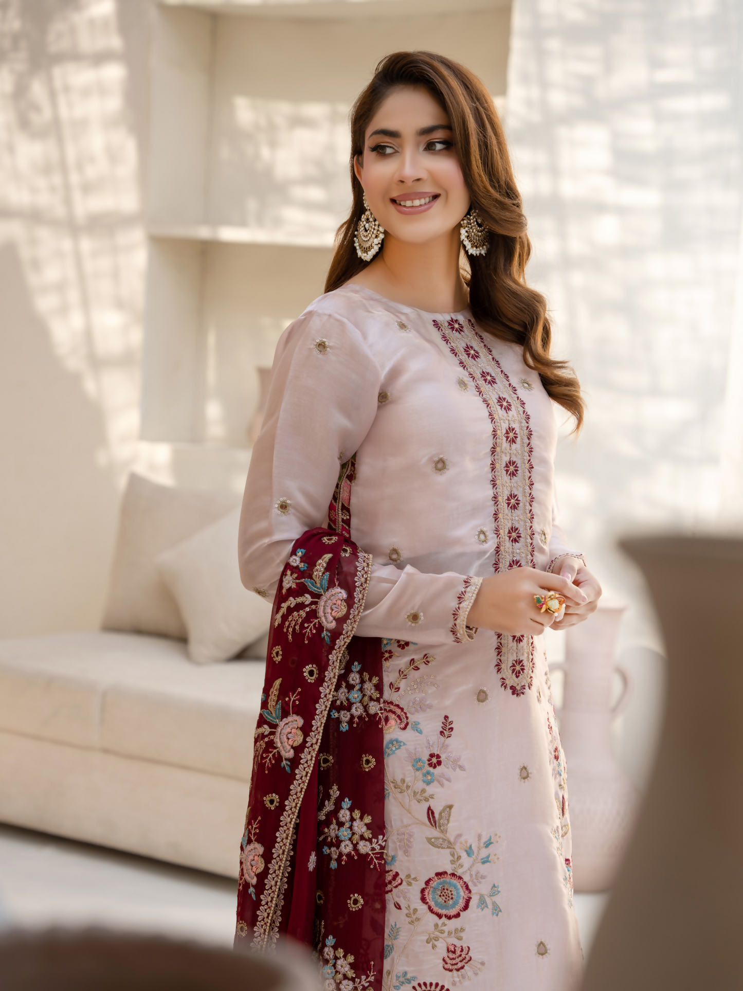 Noori Silk Embroidered Stitched 3-Piece Suit