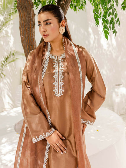 Allure By IH Cotton Embroidered Stitched 3-Piece Suit-Hazel