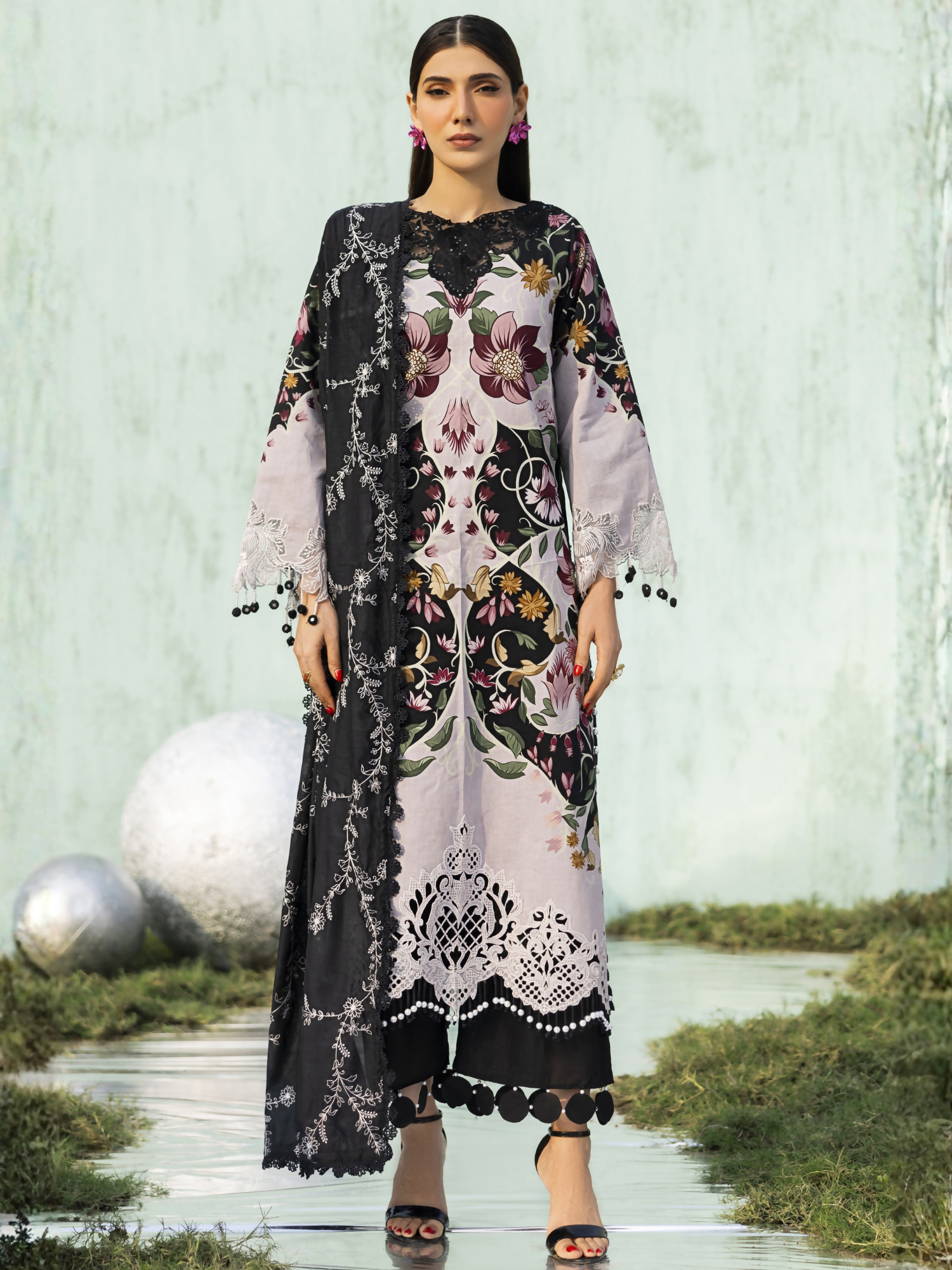 Parishay Ivy Bloom'26 Lawn Embroidered Unstitched 3-Piece Suit-IB-07