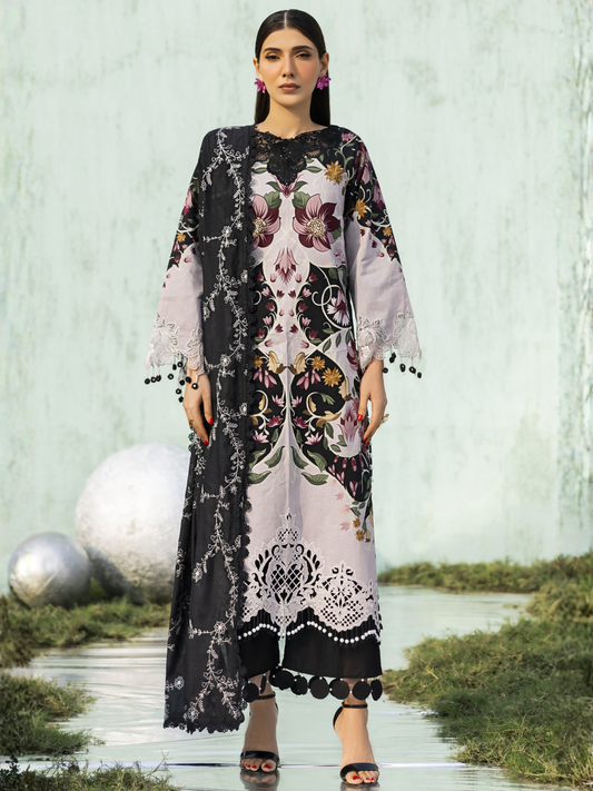 Parishay Ivy Bloom'26 Lawn Embroidered Unstitched 3-Piece Suit-IB-07