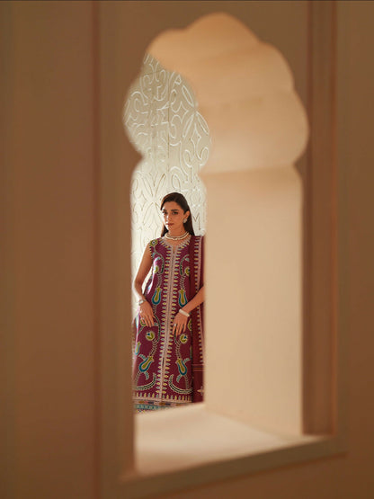 Binilyas Mashriq Luxury Lawn'26 Embroidered Unstitched 3-Piece Suit-D-118-A