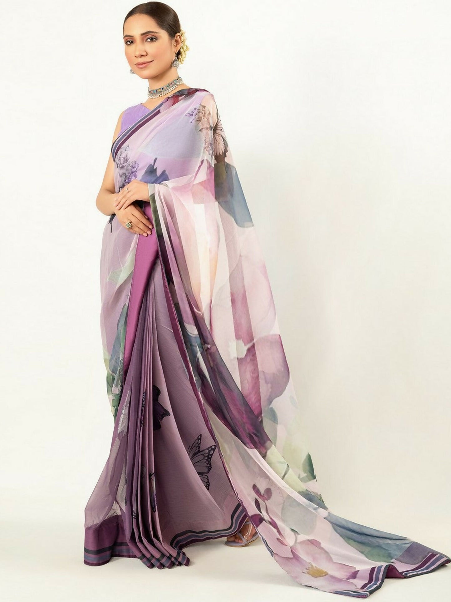 Imran Aftab Chiffon Printed Unstitched Saree-IASC 04