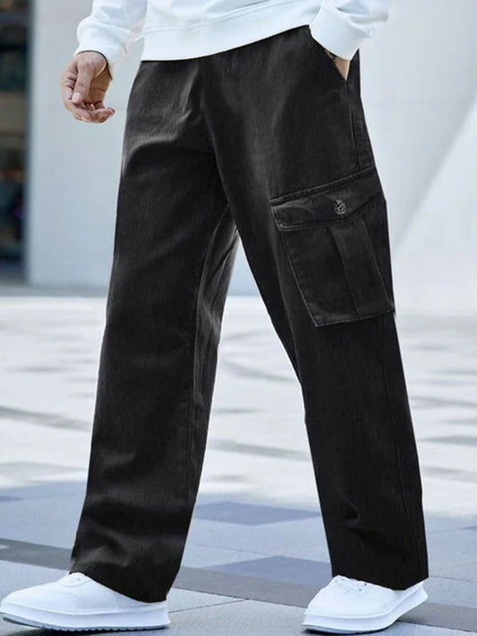 Jupiter Plain Engineered Denim Cargo Pockets Trouser-14494