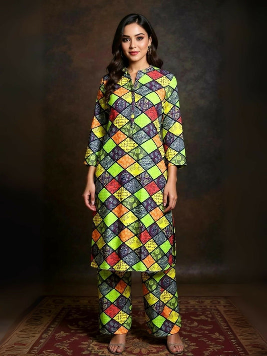 Bin Shaukat unstitched 2-piece digital lawn suit with all-over print and matching printed trouser.