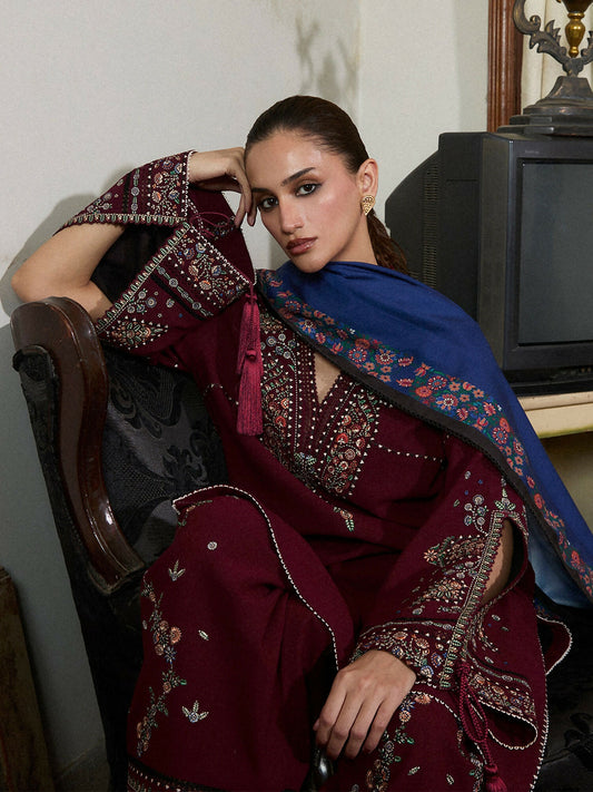 Jugnu by Hussain Rehar Karandi AW 25 - Edit III Embroidered Unstitched 3-Piece Suit-Rami