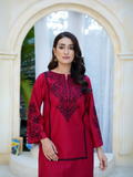 HU Studios Soléa Collection Lawn Cotton Embroidered Stitched 2-Piece Suit-Cherry Eclipse