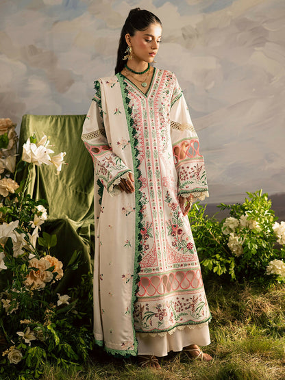 Mahnur Kaia Slub Linen Embroidered Stitched 3-Piece Suit-K- 11