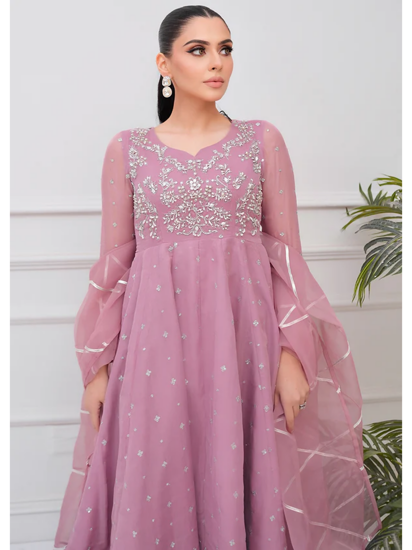 Allure By IH Lehr Chiffon Embroidered Lehenga-Mystic