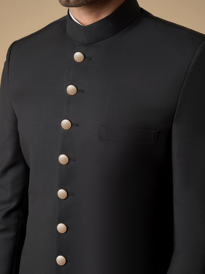 Gem Garments Janaan Jacquard Sherwani-Noir Majesty