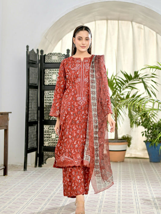 MAK Fashion Lawn Embroidered Stitched 3-Piece Suit-Saibah