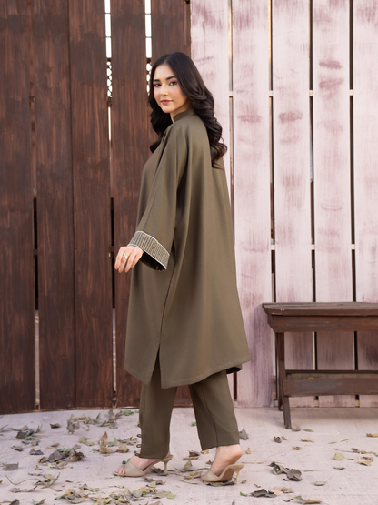 Panache Apparel Winter Core Linen Embroidered Stitched Suit-Butterfly