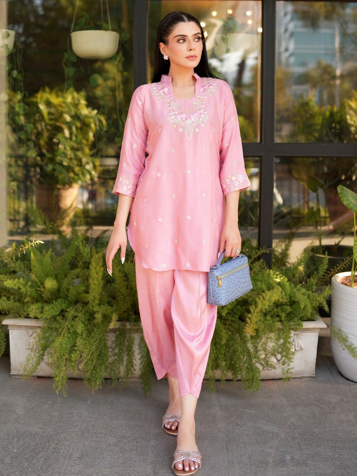 Allure By IH Allure Pret Raw Silk Embroidered Co-Ord Set-Leslie
