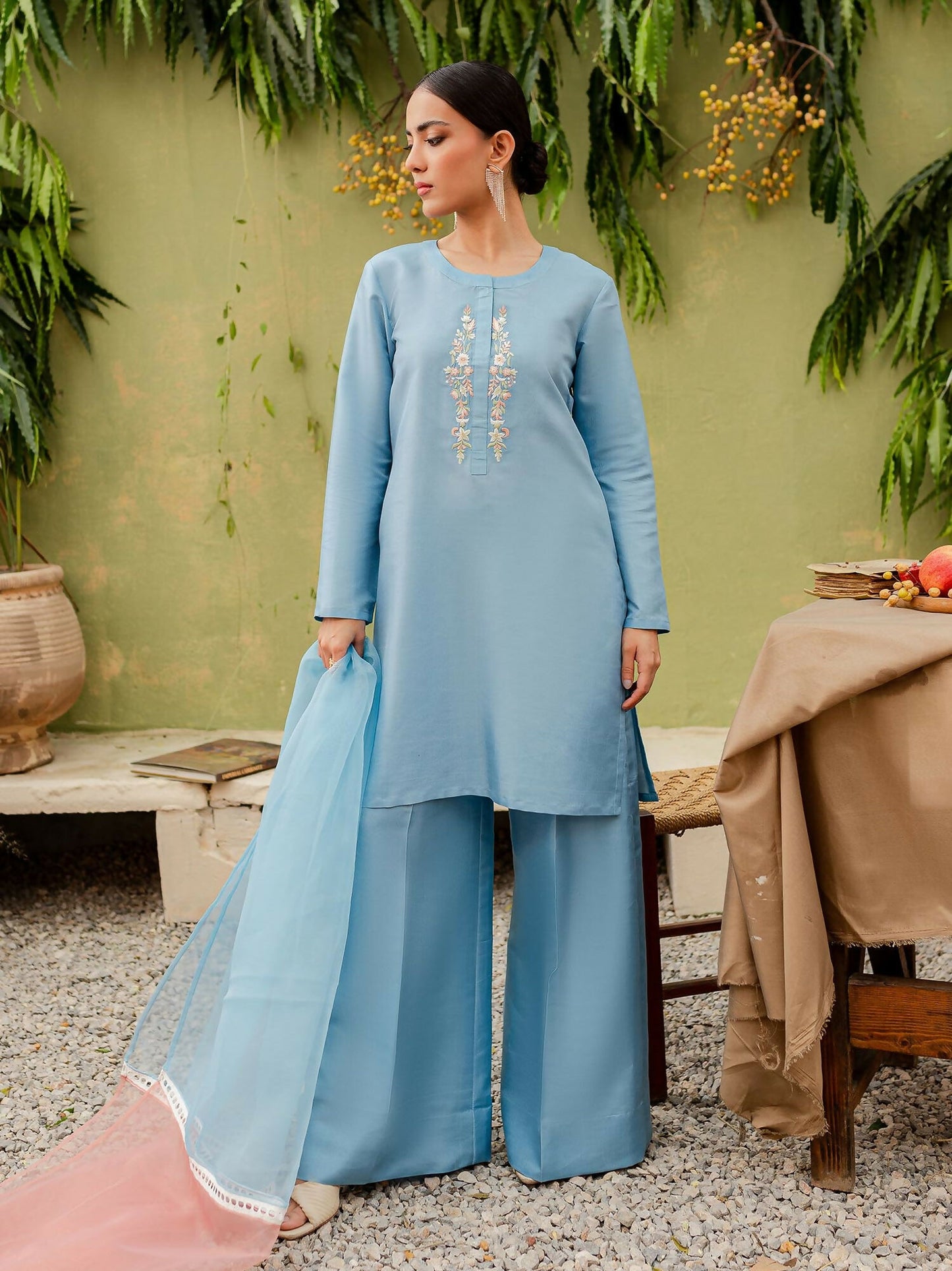 Allure By IH Katan Silk Embroidered Stitched 3-Piece Suit-Zora