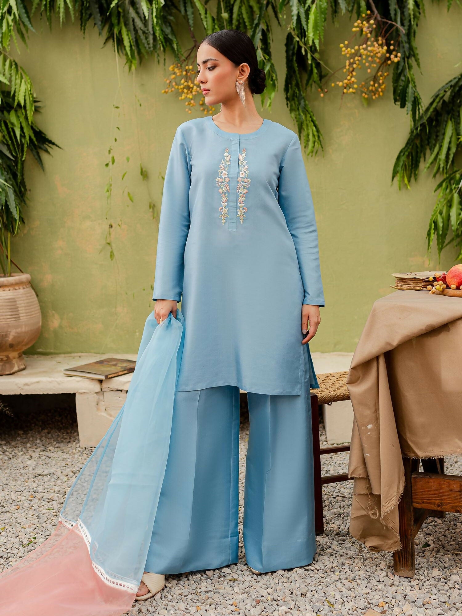 Allure By IH Katan Silk Embroidered Stitched 3-Piece Suit-Zora
