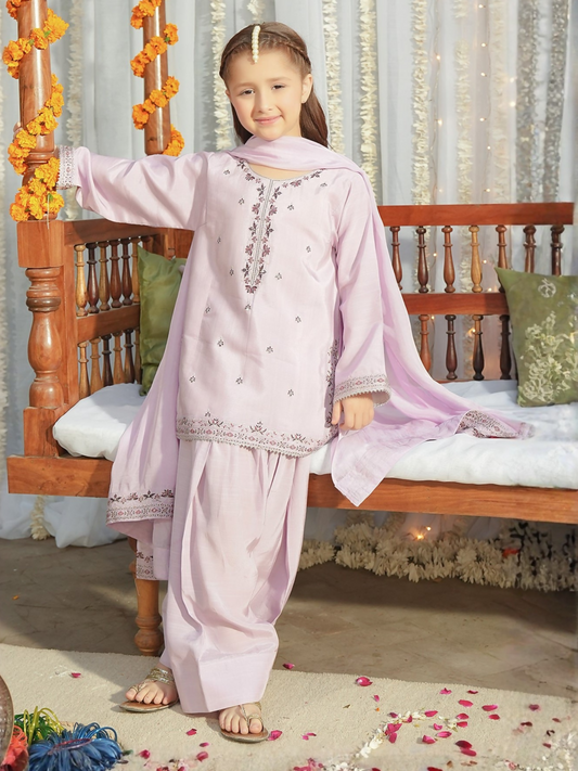 Panache Apparel Noore Eid Edit Sheesha Silk Embroidered Stitched Suit-Lira