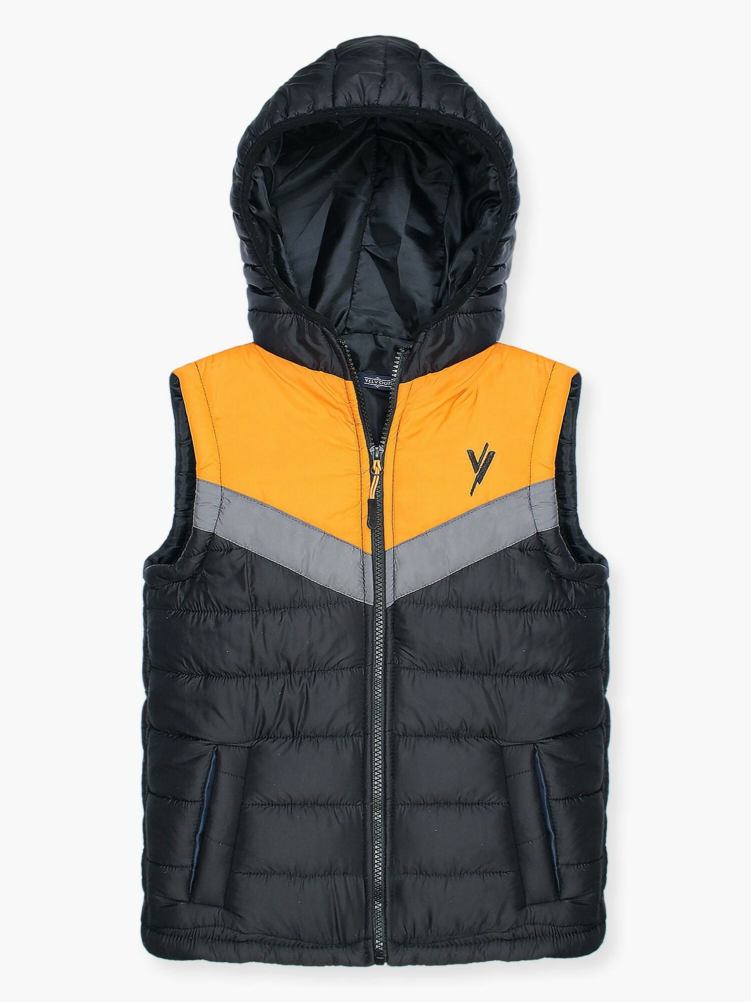 Black and yellow Velvour Puffer Jacket-VJ29-A