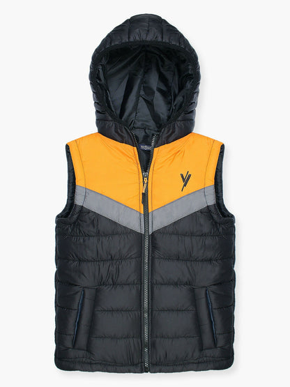Black and yellow Velvour Puffer Jacket-VJ29-A