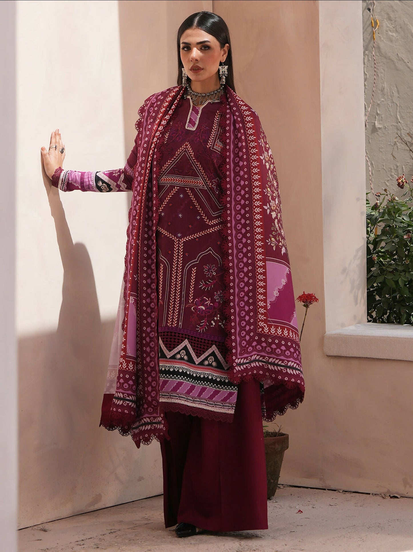 Binilyas Kotrai Embroidered Unstitched 3-Piece Suit-795-B