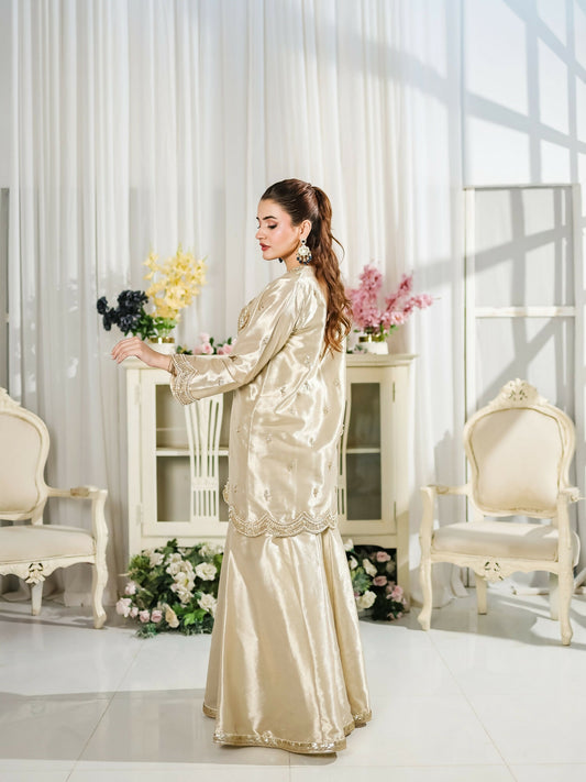 Farooq Hameed Studio Wedding Festive'25 Pure Laama Silk Embroidered Stitched 3-Piece Suit-Merivah