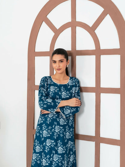 Stylish Collection Enchant Pret Linen Printed Co-Ord Set-Rose Teal
